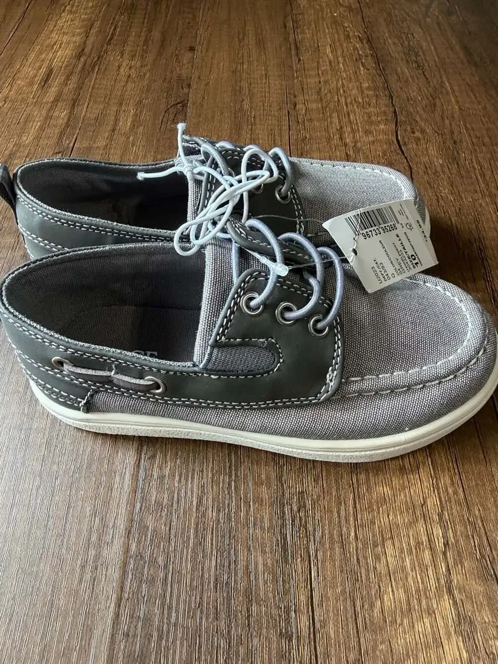 The Children's Place Boat Shoes Size 10 Grey Canvas